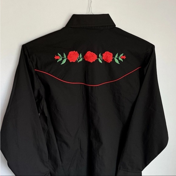 Ely Cattleman Shirt Pearl Snap Mens Sz S Rockabilly Rose Embroidery Yoke NWT - Picture 11 of 14